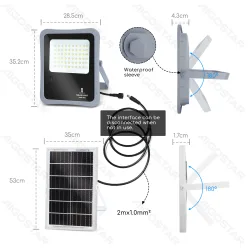 Mocny halogen solarny LED 300W 2400lm zimne światło do oświetlenia zewnętrznego