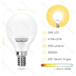 Żarówka LED G45 E14 4,9W 4000K neutralna 420lm Aigostar do kuchni