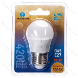 Żarówka LED G45 E27 4,9W 420lm ciepła barwa do salonu energooszczędna