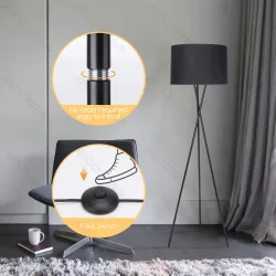 Metalowa lampa podłogowa Aigostar 145 cm z gwintem E27 do salonu