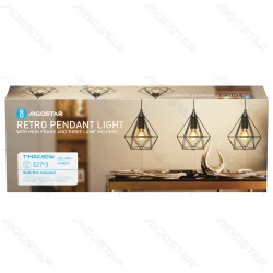 Żelazna lampa wisząca Aigostar z trzema oprawkami E27 do salonu
