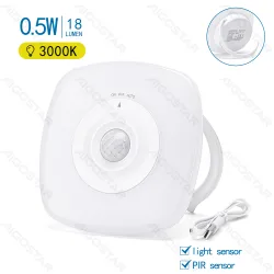 Akumulatorowa lampka nocna LED 18lm z czujnikiem ruchu i ładowaniem USB ciepła barwa do przytulnego klimatu