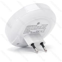 Lampka nocna LED z ładowarką USB i dwoma portami USB do gniazdka o ciepłej barwie dla przytulnego klimatu