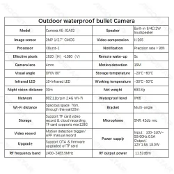Kamera Wi-Fi Black eyes inteligentna wodoodporna kamera typu bullet Aigostar