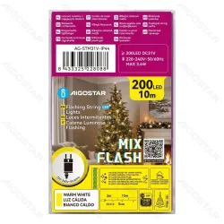 String Lights Low voltage Flat string lights Linear Dark green cable Warm light 3M+10M 200LED 5cm spacing Timer-ON Flashing Bulb with Auto OFF IP44