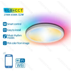Ultracienka lampa sufitowa LED WiFi 22W do inteligentnego oświetlenia domu