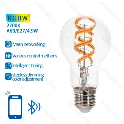 Inteligentna żarówka Bluetooth Mesh A60 4,9W RGBW energooszczędna do salonu