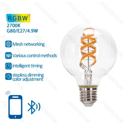Inteligentna żarówka Bluetooth Mesh G80 4,9W RGBW Aigostar energooszczędna