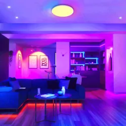 Ultracienka lampa sufitowa LED 18W RGB+CCT z regulacją barwy światła do salonu