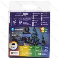 Lampki choinkowe taśmowe 100 LED 10m RGBY na 3 baterie AA do dekoracji świątecznej