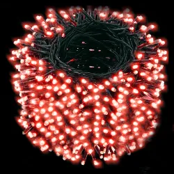 Lampki choinkowe 200 LED czerwone na 3 baterie AA 10 m praktyczne do dekoracji