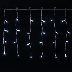 Lampki choinkowe sople 300 LED 15 m zimna biel na 3 baterie AA dla efektownego dekoru