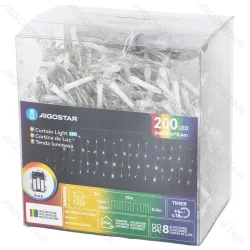 Lampki choinkowe sople 200 LED na 3 baterie AA multikolor 10 m do dekoracji świątecznych