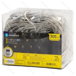 Lampki choinkowe siatka 300 LED ciepłe 4,5x1,5 m na 3 baterie AA do przytulnego klimatu