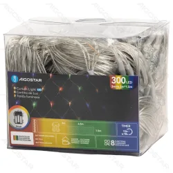Lampki choinkowe siatka 300 LED RGBY 4,5x1,5 m na 3 baterie AA dla wyjątkowej dekoracji