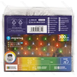Lampki choinkowe siatka 300 LED RGBY 4,5x1,5 m na 3 baterie AA dla wyjątkowej dekoracji