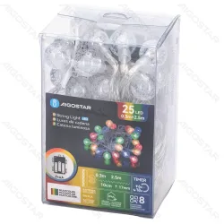 Lampki choinkowe 25 LED multikolor 2,5 m na 3 baterie AA do dekoracji świątecznej