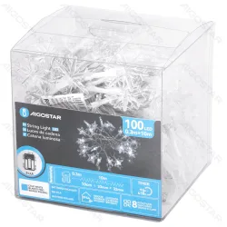 Lampki choinkowe 100 LED gwiazdy i śnieżynki 10 m na 3 baterie AA zimne światło dla wyjątkowego klimatu