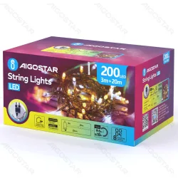 Zewnętrzne lampki choinkowe LED 20 m 200 LED IP44 do świątecznego dekoru
