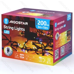 Sznur 10m 200 LED lampek choinkowych RGBY z ciepłym światłem i zasilaczem dla przytulnej atmosfery