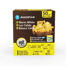 Girlanda ogrodowa solarna Aigostar 50 białych ciepłych kulek 10 m do przytulnego ogrodu