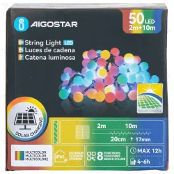 Girlanda ogrodowa solarna 50 LED RGBY 10m kolorowe mleczne kulki do dekoracji ogrodu