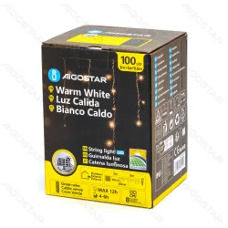 Lampki solarne sople fala 100 LED 5m ciepła biel do przytulnego oświetlenia