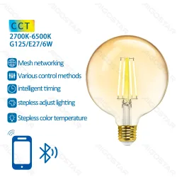 Inteligentna żarówka Bluetooth Mesh G125 6W CCT Aigostar energooszczędna do salonu