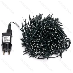 Sznur 10 m 400 LED zimnych lampek choinkowych IP44 z zasilaczem do dekoracji