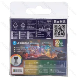Lampki choinkowe drucikowe 50 LED RGBY 5m na baterie AA dla efektownej dekoracji