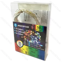Lampki choinkowe drucikowe 50 LED RGBY 5m na baterie AA dla efektownej dekoracji