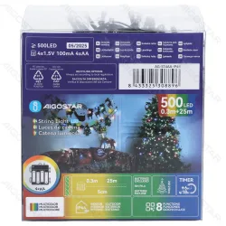 Lampki choinkowe 500 LED RGB na baterie 4AA 25 m multikolor do dekoracji świątecznych