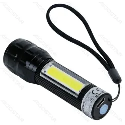 Mała latarka ładowalna USB Aigostar 273233954 z zoomem i bocznym światłem COB dla wygody użytkowania