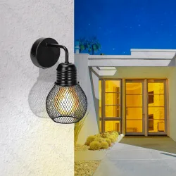 Kinkiet metalowy czarny z trzonkiem E27 do nowoczesnego wnętrza