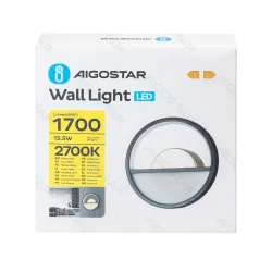 Kinkiet aluminiowy 13,5W 2700K ciepła do salonu energooszczędny
