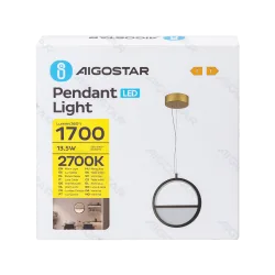 Aluminiowa lampa wisząca 13,5W 2700K ciepła do salonu energooszczędna