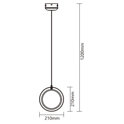 Lampa wisząca 25W 6500K z aluminium i silikonu do biura o zimnej barwie światła