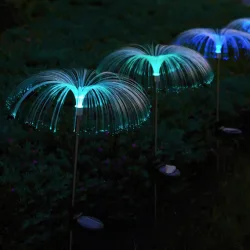 Zestaw 2 solarnych fontann Meduza z kolorowym światłem RGB do ogrodu