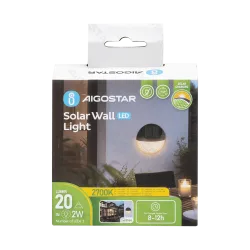 Lampa ścienna solarna LED Aigostar czarna 2700K do przytulnego klimatu