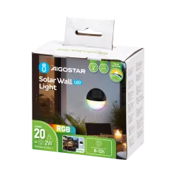 Lampa ścienna solarna LED RGB czarna do efektownego oświetlenia zewnętrznego - czarna kopuła z fakturą plastra miodu