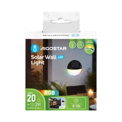 Lampa ścienna solarna LED RGB czarna do efektownego oświetlenia zewnętrznego - czarna kopuła z fakturą plastra miodu