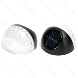 Lampa ścienna solarna LED RGB czarna do efektownego oświetlenia zewnętrznego - czarna kopuła z fakturą plastra miodu
