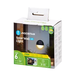 Lampa ścienna solarna LED Aigostar czarna 2700K do przytulnego oświetlenia
