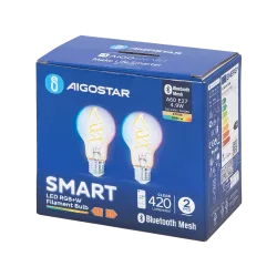 2 x Inteligentna żarówka Bluetooth Mesh A60 E27 4,9W RGBW energooszczędna