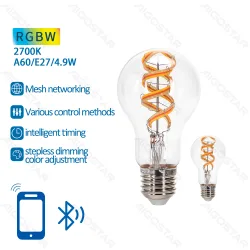 2 x Inteligentna żarówka Bluetooth Mesh A60 E27 4,9W RGBW energooszczędna