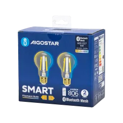 Aigostar 2x inteligentna żarówka Bluetooth Mesh A60 6W 2700-6500K energooszczędna