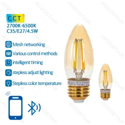 2 x Inteligentna żarówka Bluetooth Mesh C35 4.5W E27 2700-6500K energooszczędna
