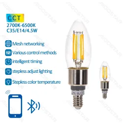 Zestaw 2 inteligentnych żarówek Bluetooth Mesh C35 4,5W E14 470lm do salonu
