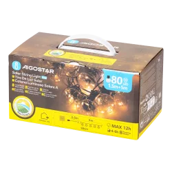Solarny girlanda ogrodowa 5m 10 kul 80 LED ciepła do przytulnego klimatu