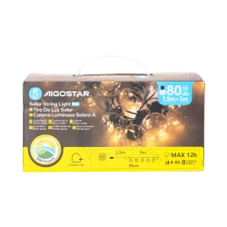 Solarny girlanda ogrodowa 5m 10 kul 80 LED ciepła do przytulnego klimatu